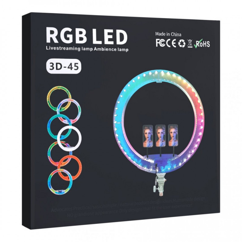 Кольцевая лампа RGB Crystal 3D-45 Remote 45см