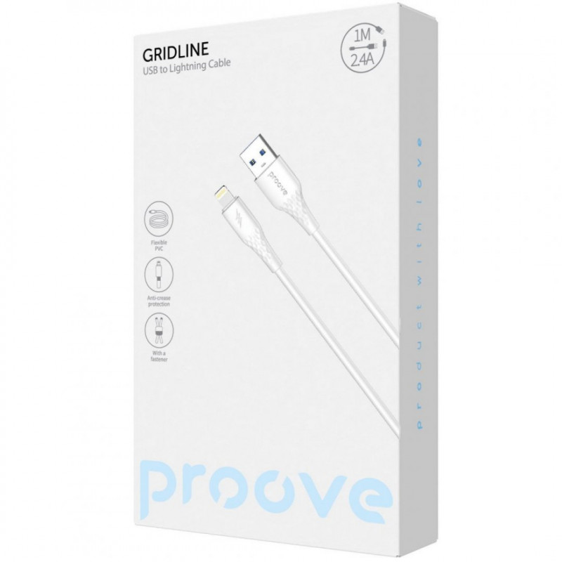 Кабель Proove GridLine USB to Lightning 2.4A (1m) Black (CCGL12001101)