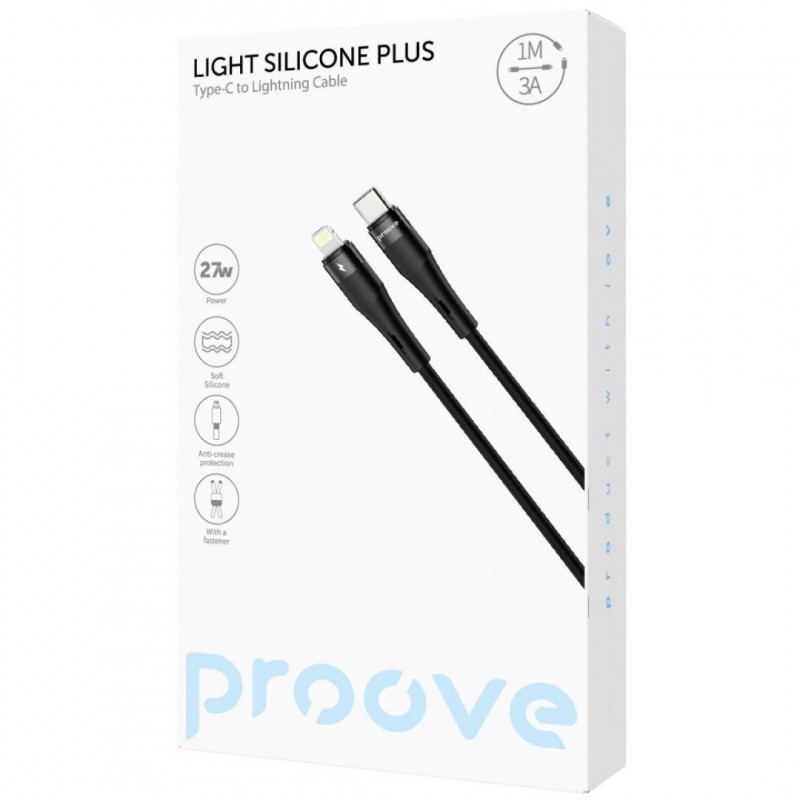 Кабель Proove Light Silicone Plus Type-C to Lightning 27W (1m) White (CCLS27002102)