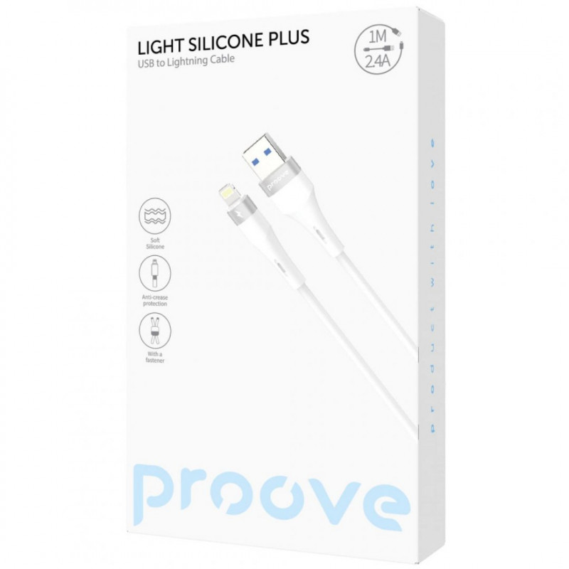 Кабель Proove Light Silicone Plus USB to Lightning 2.4A (1m) Black (CCLS12001101)