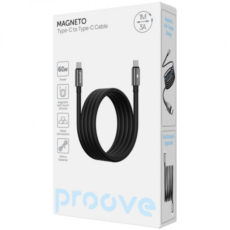 Кабель Proove Magneto Type-C to Type-C 60W (1m) White (CCMA60002202)