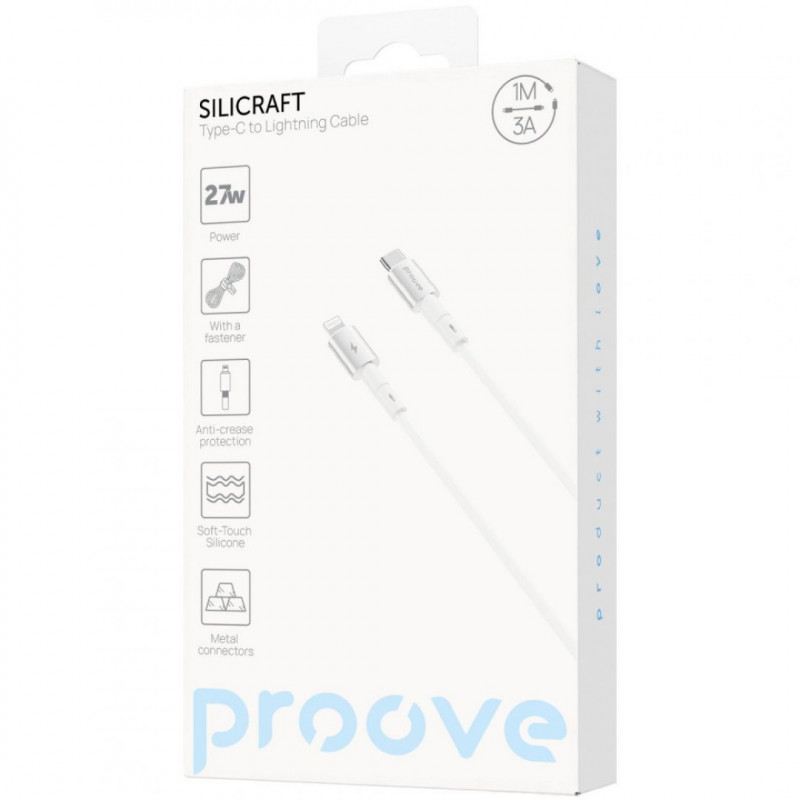 Кабель Proove Silicraft Type-C to Lightning 27W (1m) White (CCSC27002102)