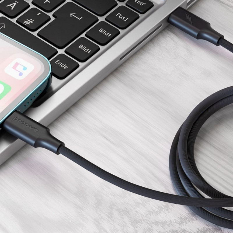 Кабель Proove Striped Silicone Type-C to Lightning (1m) Black (CCSS00002101)