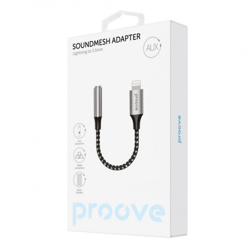Перехідник AUX Proove SoundMesh Lightning to 3.5mm Gray (ACSM00005101)