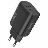 Сетевое зарядное устройство Proove Silicone Power 2 30W (Type-C + USB) Black (WCSP23110001)