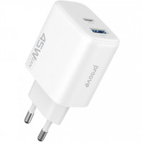 Сетевое зарядное устройство Proove Silicone Power 2 45W (Type-C+USB) White (WCSP24110002)