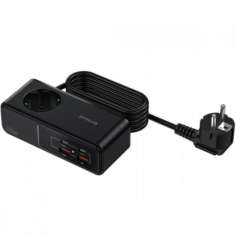 Мережевий фільтр Proove Homester Pro 65W (AC + 2xType-C + 2xUSB) 1.5m Black (PSHP25002201)