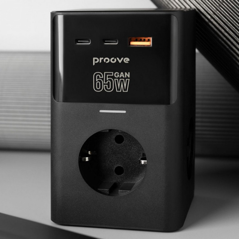Мережевий фільтр Proove Power Cube 65W (3xAC + 2xType-C + 1xUSB) 1.5m Black (PSPC36801201)