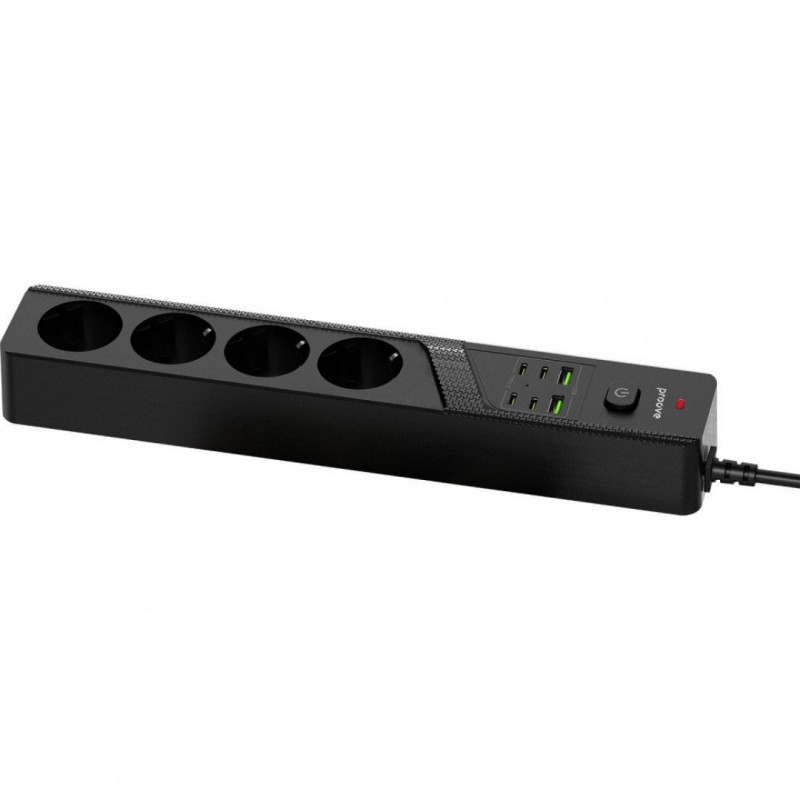 Мережевий фільтр Proove Power Strip P-04C (4 розетки + 2 USB + 4 Type-C) 2М Black (PSPS25002421)