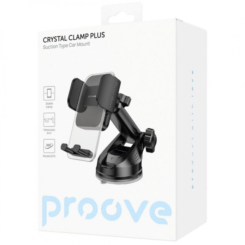 Автомобильный держатель Proove Crystal Clamp Plus Suction Type Car Mount Black (CHCSP0000001)