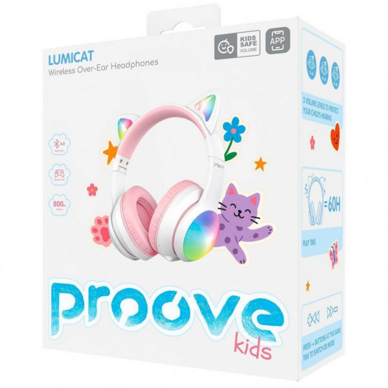 Беспроводные наушники Proove Kids LumiCat (APP) Pink (HPLC0001AP27)
