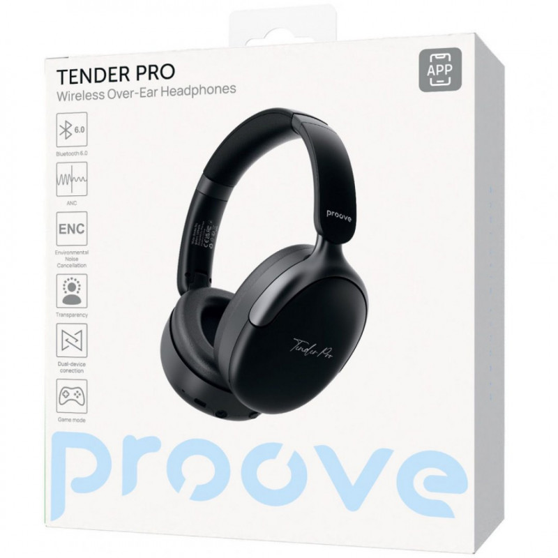 Беспроводные наушники Proove Tender Pro with ANC (APP) Black (HPTP0001AP01)