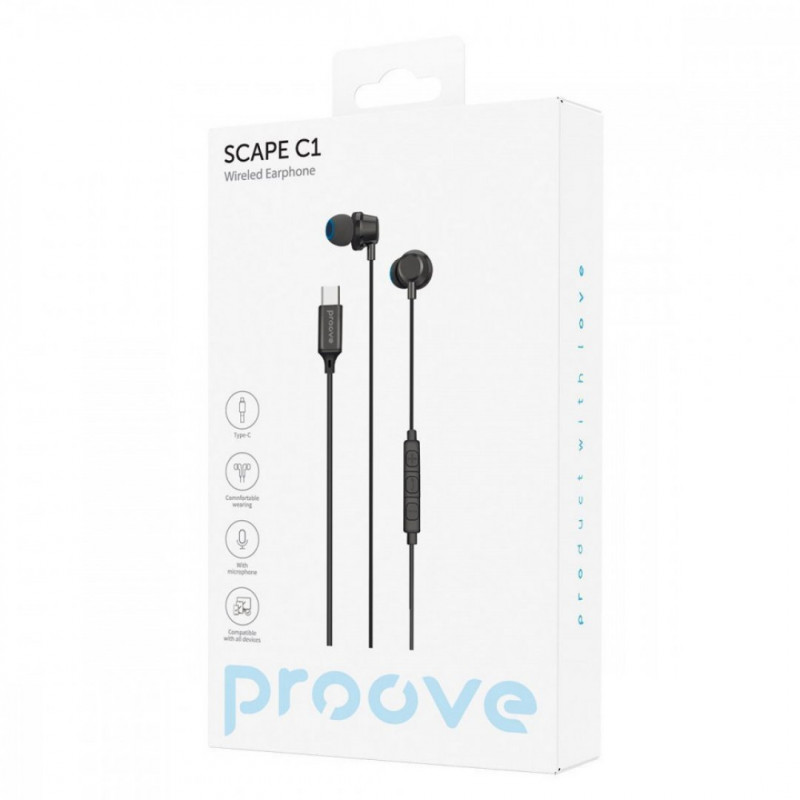 Проводные наушники Proove Scape C1 (Type-C) Black (WESC10000201)