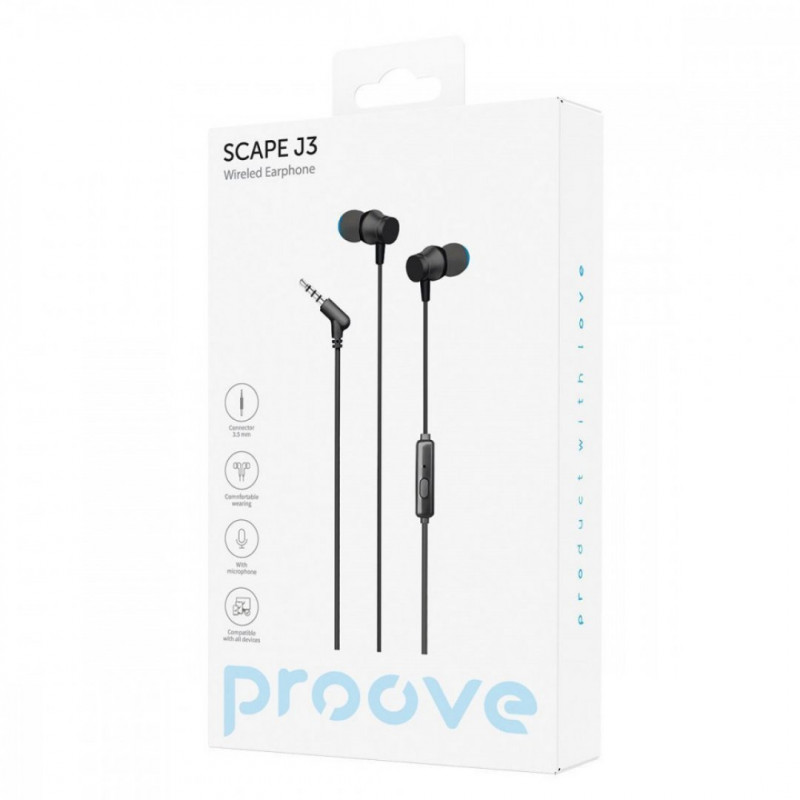 Проводные наушники Proove Scape J3 (3.5mm) Black (WESJ30000801)