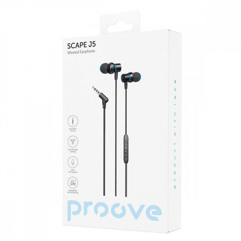 Проводные наушники Proove Scape J5 (3.5mm) Black (WESJ50000801)