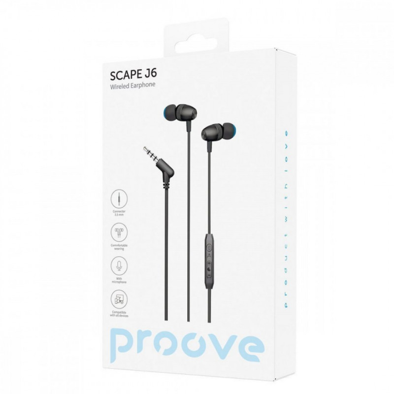 Проводные наушники Proove Scape J6 (3.5mm) Black (WESJ60000801)