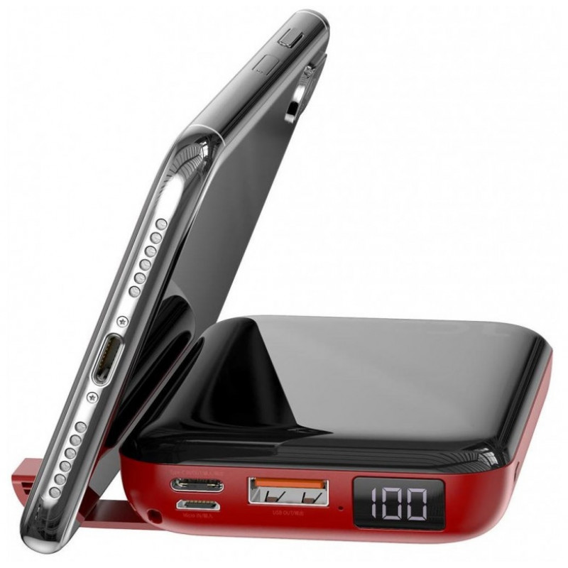 Внешний аккумулятор Baseus Mini S Bracket Wireless 10000 mAh Black/Red (PPXFF10W-19)