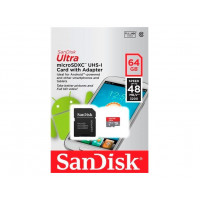 Карта памяти SANDISK microSDXC 64GB Ultra Class 10 UHS-I 48MB/s + SD adapter