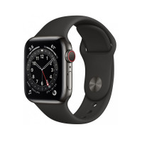 Apple Watch Series 6 GPS + Cellular 40mm Graphite Stainless Steel Case with Black Sport Band (M06X3)