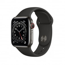 Apple Watch Series 6 GPS + Cellular 40mm Graphite Stainless Steel Case with Black Sport Band (M06X3)