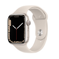 Apple Watch Series 7 GPS 45mm Starlight Aluminum Case with Starlight Sport Band (MKN63)