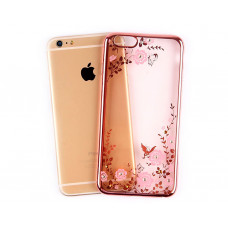 Силиконовая накладка Swarovski iPhone 6/6S Flowers Rose