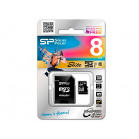Карта памяти MicroSDHC 8 GB Silicon Power Class 10 + SD Adapter