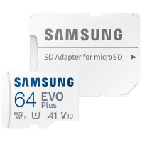 Карта памяти Samsung microSDXC 64GB EVO PLUS A1 V10 + SD адаптер (MB-MC64KA/RU)
