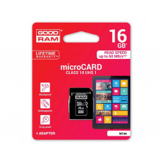 Карта памяти MicroSDHC 16GB Goodram UHS-I Class 10 + SD Adapter