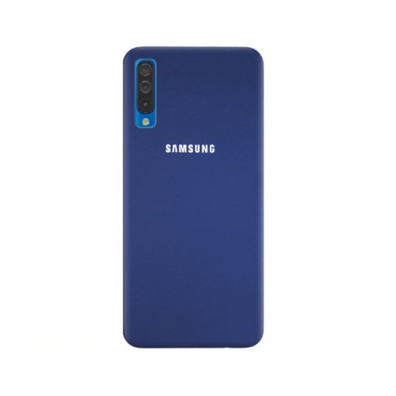 Силиконовая накладка Silicone Case для Samsung A50 2019 A505 Navy blue
