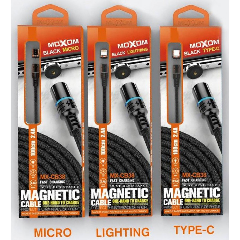 Кабель USB Moxom Lightning  Magnetic Black