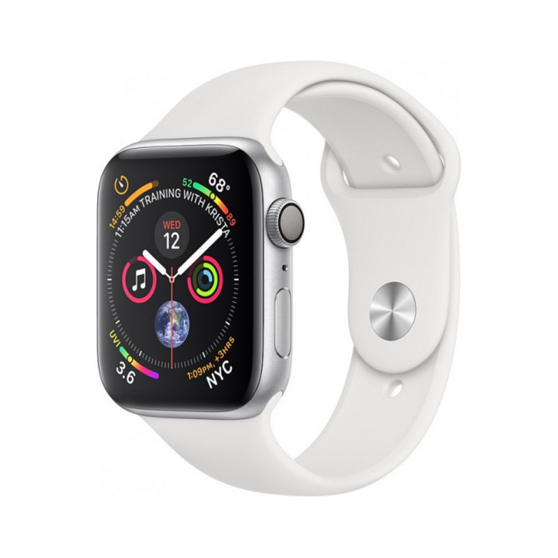 Apple Watch Series 4 GPS 44mm Silver Aluminium Case with White Sport Band (MU6A2)