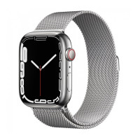 Apple Watch Series 7 GPS + Cellular 41mm Silver Stainless Steel Case with Milanese Loop (MKHX3)