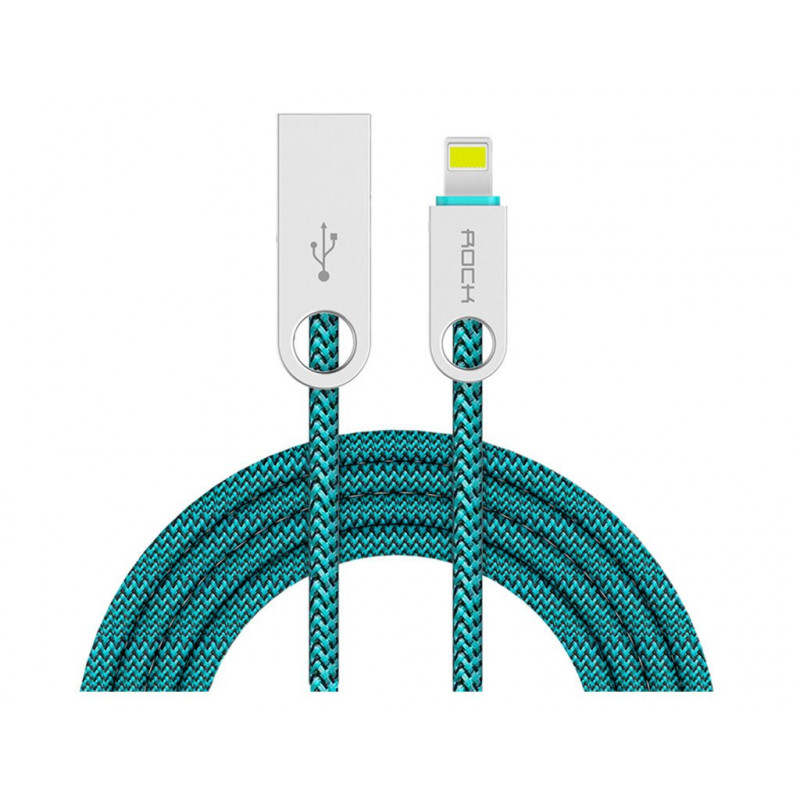 USB кабель Rock Cobblestone Round Lightning Green