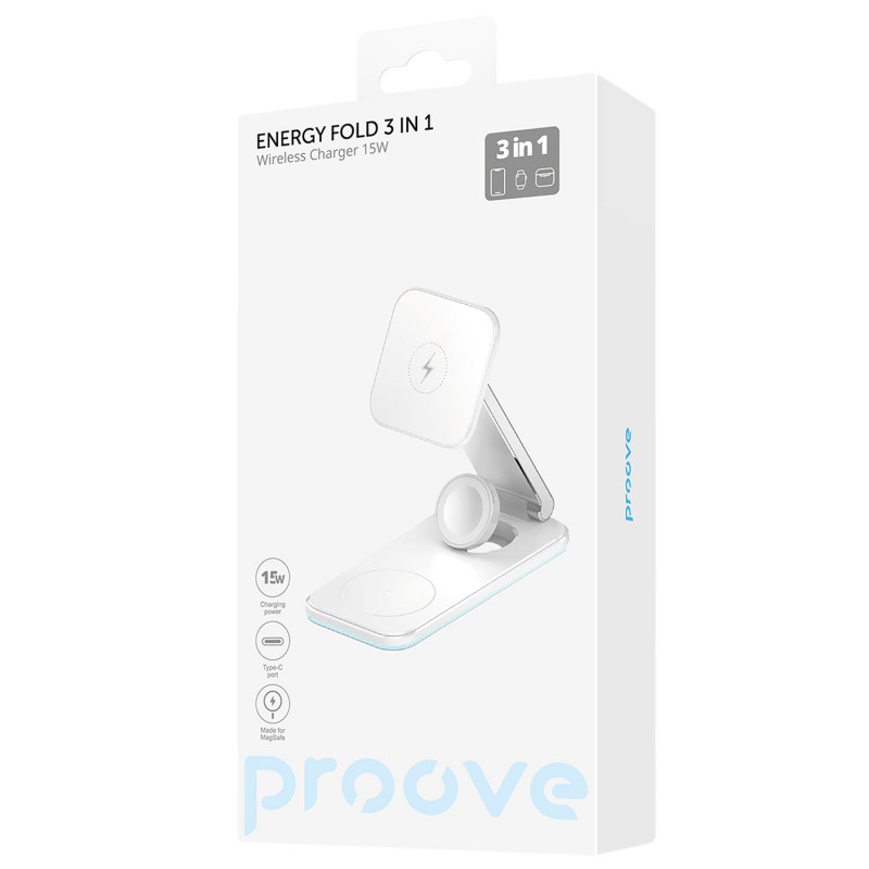 Беспроводное зарядное устройство Proove Energy Fold 3 in 1 White (WSEF15010002)