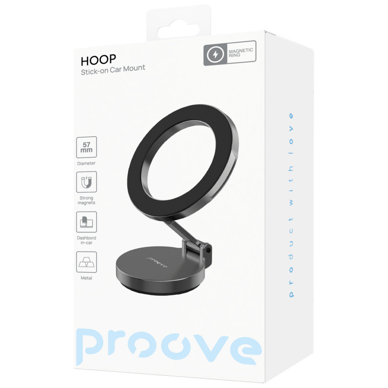 Автомобильный держатель Proove Hoop Stick-On Car Mount Magnetic Ring Black (CHHS00000005)