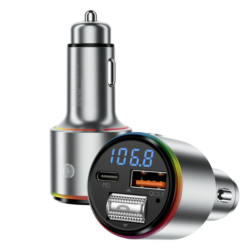 Автомобильное зарядное устройство Proove FM Launcher Power Drive 30W (PD+QC3.0) Type-C+USB+AUX Silver (FMPD30110006)