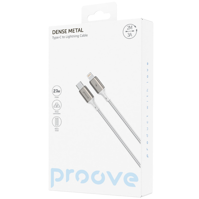 Кабель Proove Dense Metal Type-C to Lightning 27W (2m) White (CCDM27002122)