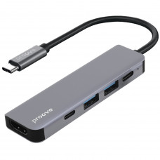 Type-C хаб Proove Arc Link 5 in 1 (2 Type-C 3.0 + 2 USB 3.0 + HDMI) Silver (HBAL00010604)