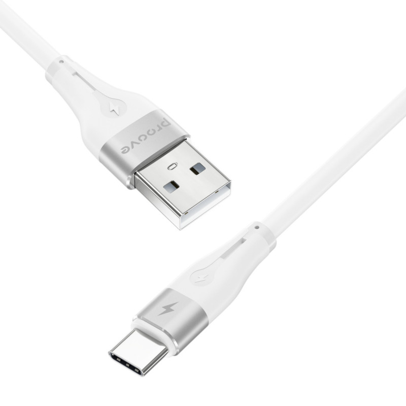 Кабель Proove Soft Silicone USB to Type-C 3A (1m) White (CCSO20001202)