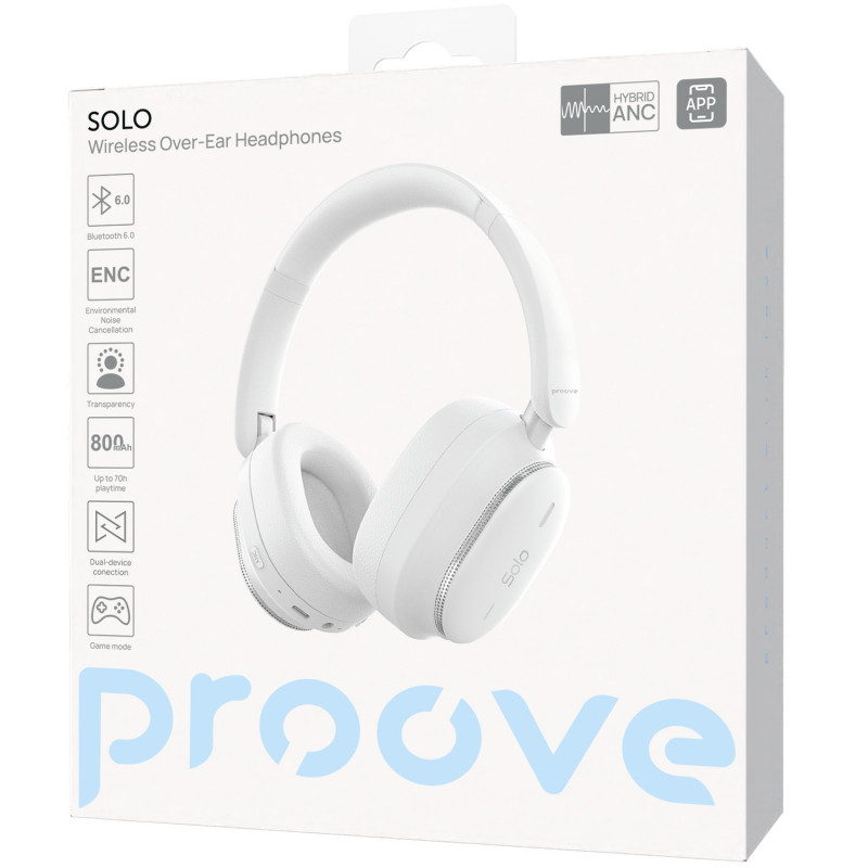Беспроводные наушники Proove Solo with ANC (APP) White (HPSL0001AP02)