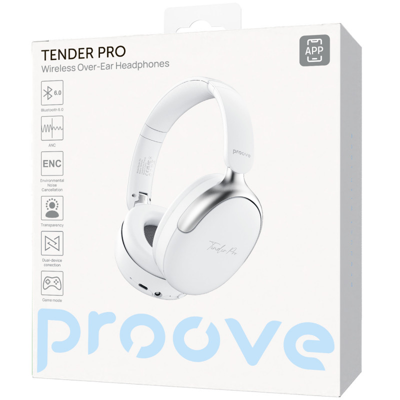Беспроводные наушники Proove Tender Pro with ANC (APP) White (HPTP0001AP02)