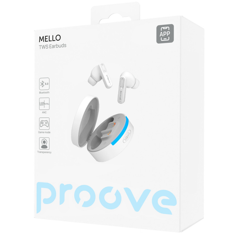 Беспроводные наушники Proove Mello TWS with ANC (APP) White (TWML0001AP02)