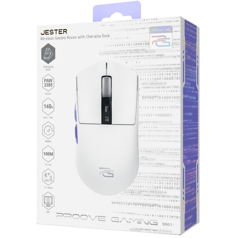 Бездротова ігрова миша Proove Gaming Jester 8K with Charging Dock White/Purple (WMJSCD022017)