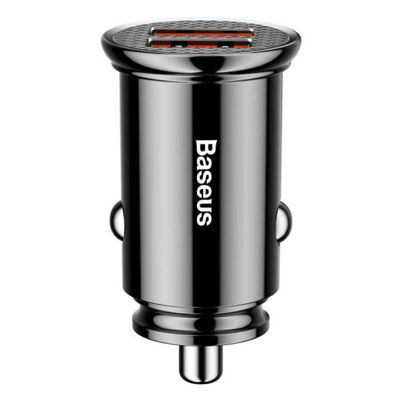 Автомобільний зарядний пристрій Baseus Circular Plastic QC 3.0 30W 2USB Black