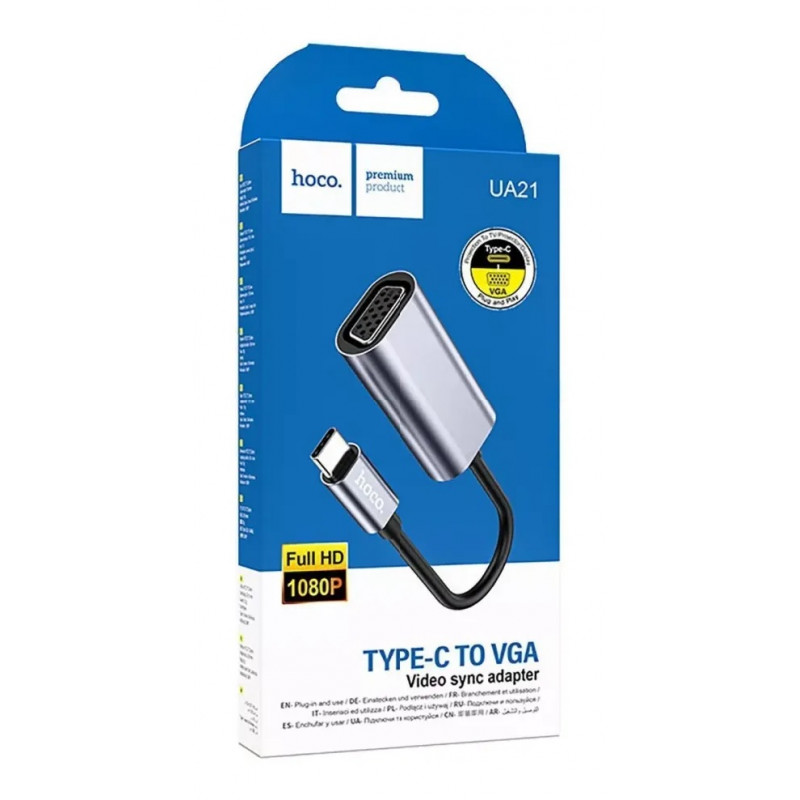 Переходник Hoco UA21 Origin Type-C to VGA Metal Gray