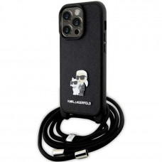 Чохол Karl Lagerfeld Crossbody Saffiano Metal Pin Karl &amp; Choupette для iPhone 14 Pro Max Black (KLHCP14XSAKCPSK)