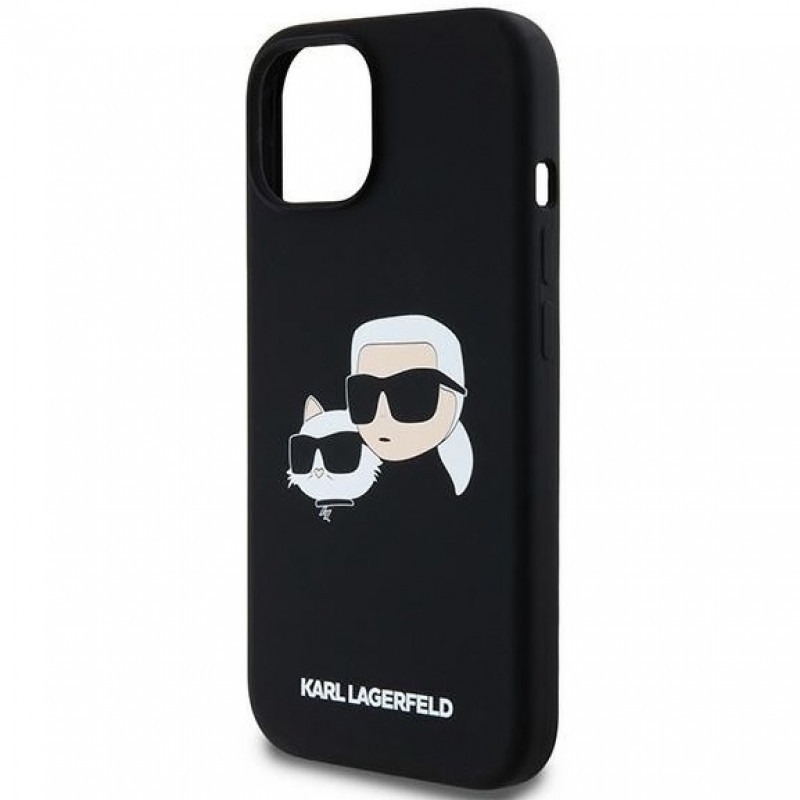 Чохол Karl Lagerfeld Silicone Karl &amp; Choupette Head для iPhone 15|14|13 Black with MagSafe (KLHMP15SSKCHPPLK)