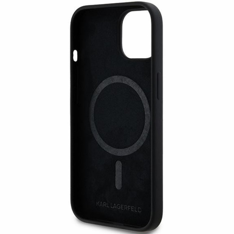 Чохол Karl Lagerfeld Silicone Karl &amp; Choupette Head для iPhone 15|14|13 Black with MagSafe (KLHMP15SSKCHPPLK)
