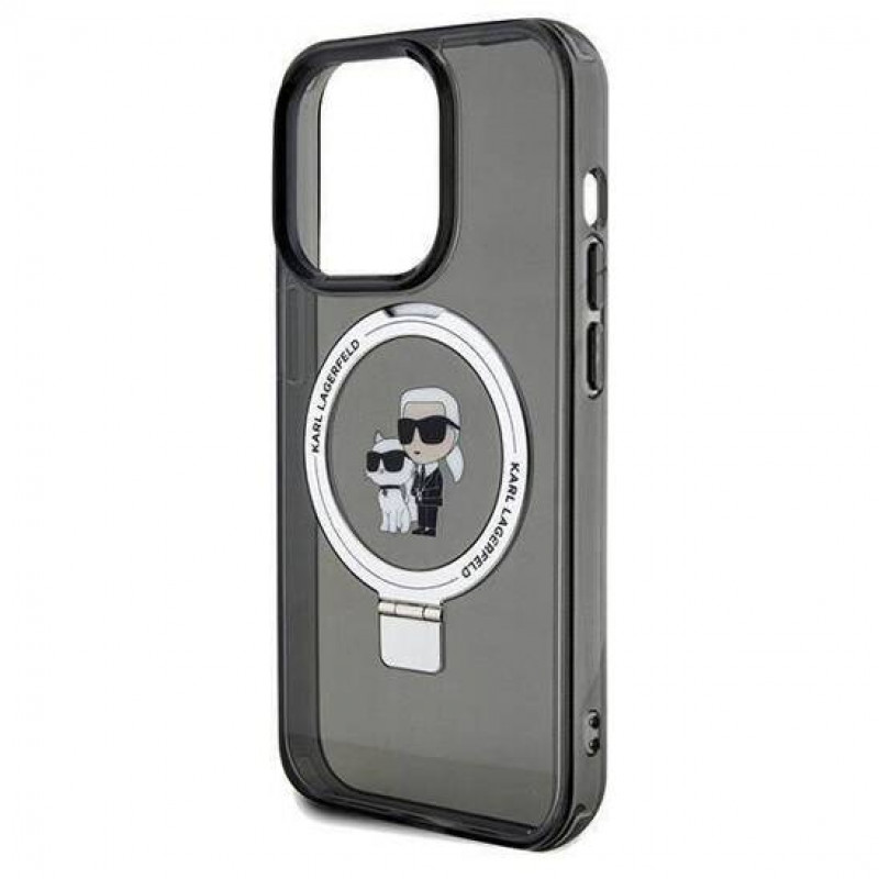 Чохол Karl Lagerfeld Ring Stand Karl &amp; Choupettte для iPhone 15 Pro Max Black with MagSafe (KLHMP15XHMRSKCK)